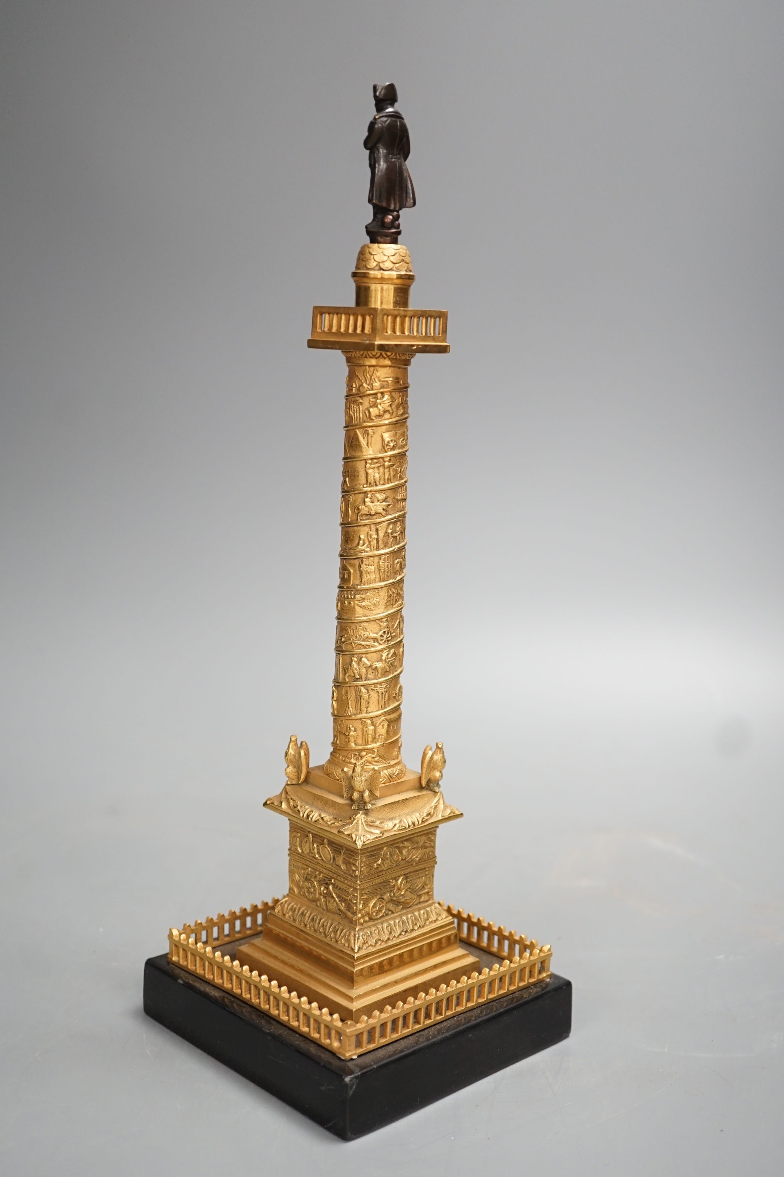 An ormolu and bronze model of Napoleon’s Vendome column, 31.5cm tall